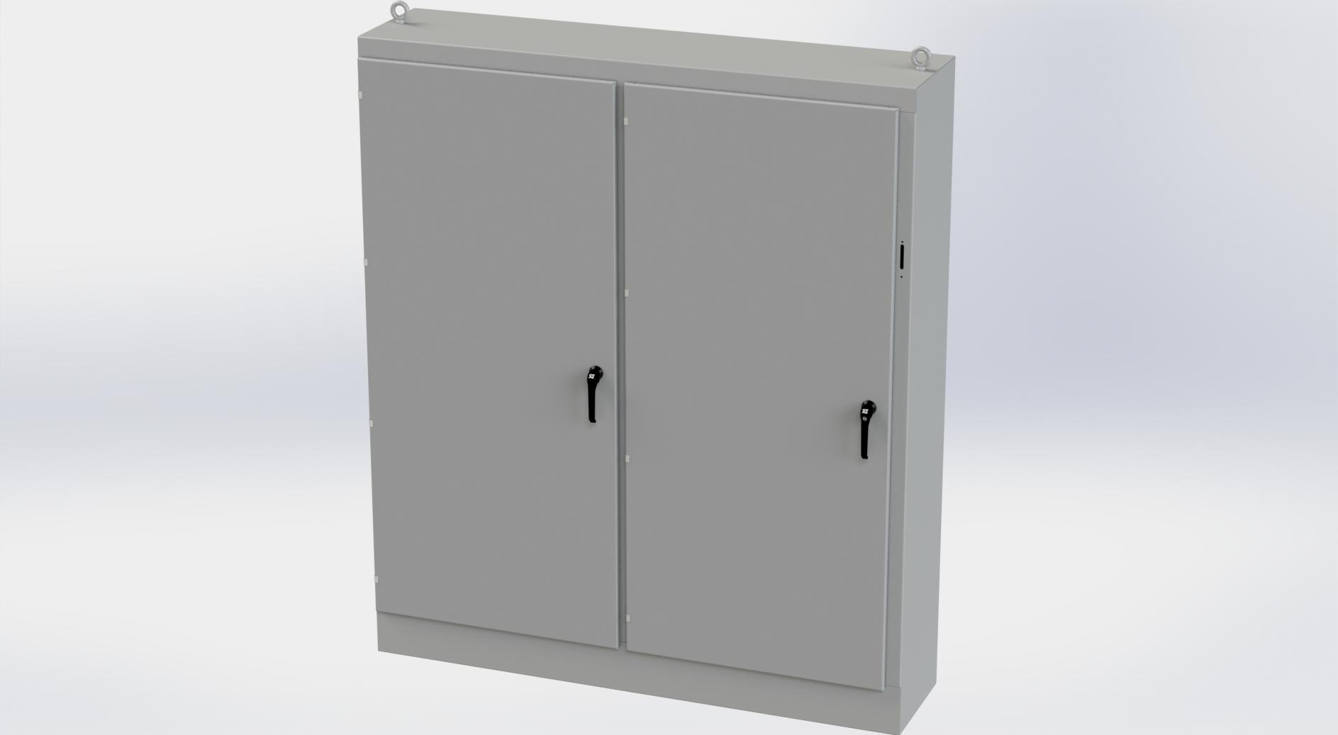 Saginaw Control SCE-90XM7818 2DR XM Enclosure, Height:90.00", Width:77.75", Depth:18.00", ANSI-61 gray powder coating inside and out. Sub-panels are powder coated white.