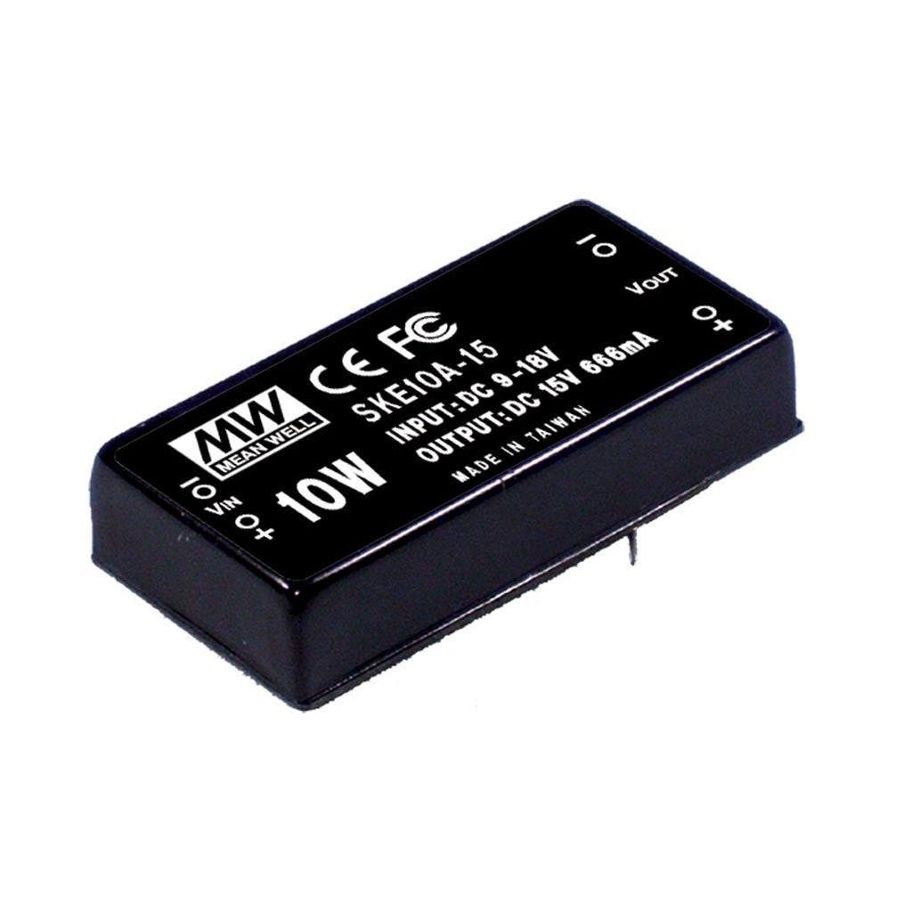 MEAN WELL SKE10B-05 DC-DC Converter PCB mount; Input 18-36Vdc; Output 5Vdc at 2.0A; DIP Through hole package; Built-in EMI filter; 2" x 1" ultra compact size