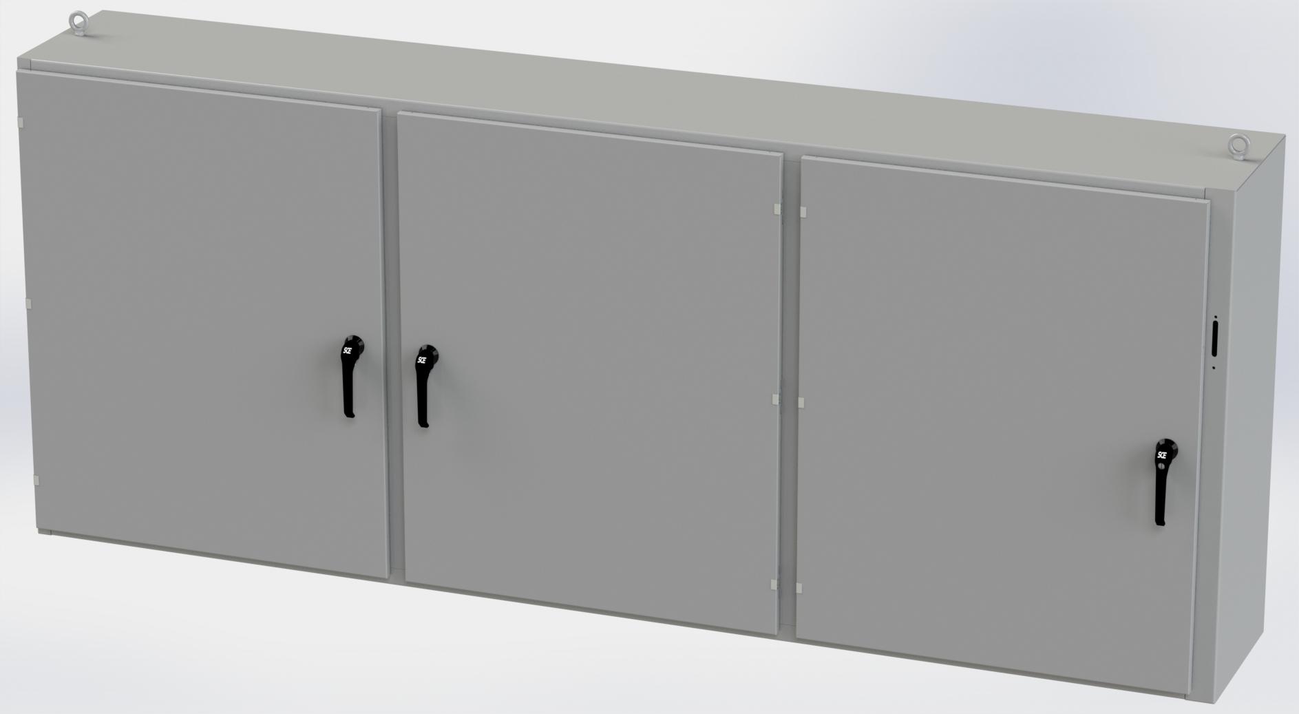 Saginaw Control SCE-48X3D11818 3DR Disc. Enclosure, Height:48.00", Width:117.50", Depth:18.00", ANSI-61 gray powder coating inside and out.  Optional sub-panels are powder coated white.