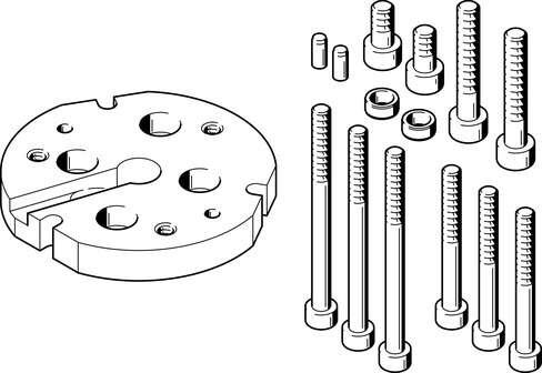 Festo 542442 adapter kit HAPG-SD2-35 for the combination of grippers with drives. Assembly position: Any, Corrosion resistance classification CRC: 2 - Moderate corrosion stress, Materials note: Free of copper and PTFE, Material plate: Wrought Aluminium alloy