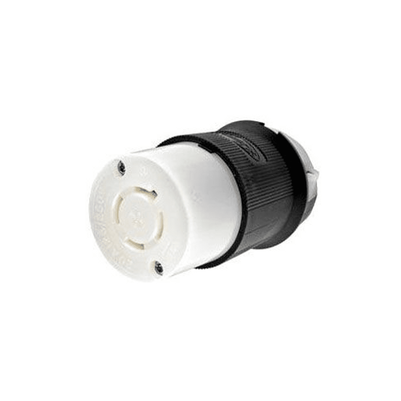 Hubbell HBL2413 Locking Devices, Twist-Lock®, Industrial, Female Insulgrip® Connector Body, 20A 125/250V AC, 3-Pole 4-Wire Grounding, NEMA L14-20R, Screw Terminal, Black and White Nylon.  ; Superior cord grip design protects terminations from excess strain. ; Clear, funn