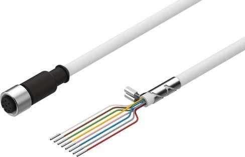 Festo 1451588 encoder cable NEBM-M12G8-E-5-LE8 Suitable for servo motor EMMS-ST-... Cable identification: Without inscription label holder, Electrical connection 1, function: Field device side, Electrical connection 1, design: Round, Electrical connection 1, connection