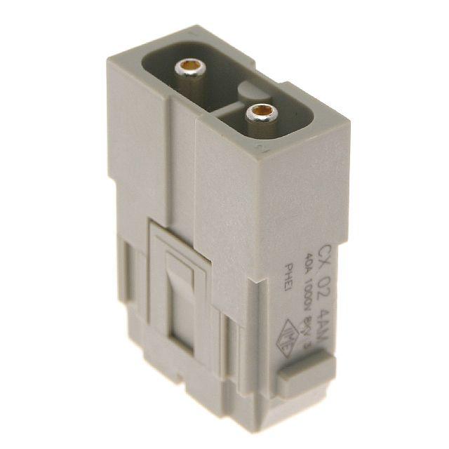 Mencom CX-02-4AM Mixo series, Male Rectangular Insert, 2 pin, 40 amp, Screw, for 4mm cable