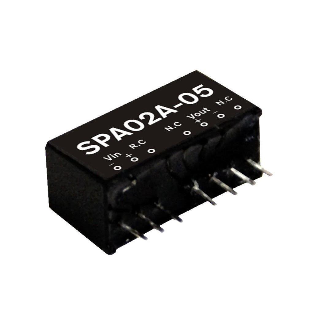 MEAN WELL SPA02A-05 DC-DC Converter PCB mount; Input 9-18Vdc; Output 5Vdc at 0.4A; SIP through hole package; SPA02A-05 is succeeded by SPAN02A-05.