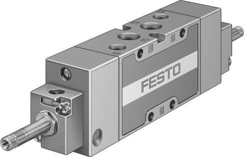 Festo 31002 solenoid valve MFH-5/3E-1/4-S-B With manual override, without solenoid coil or socket. Solenoid coil and socket should be ordered separately. Valve function: 5/3 exhausted, Type of actuation: electrical, Width: 32 mm, Standard nominal flow rate: 1600 l/mi