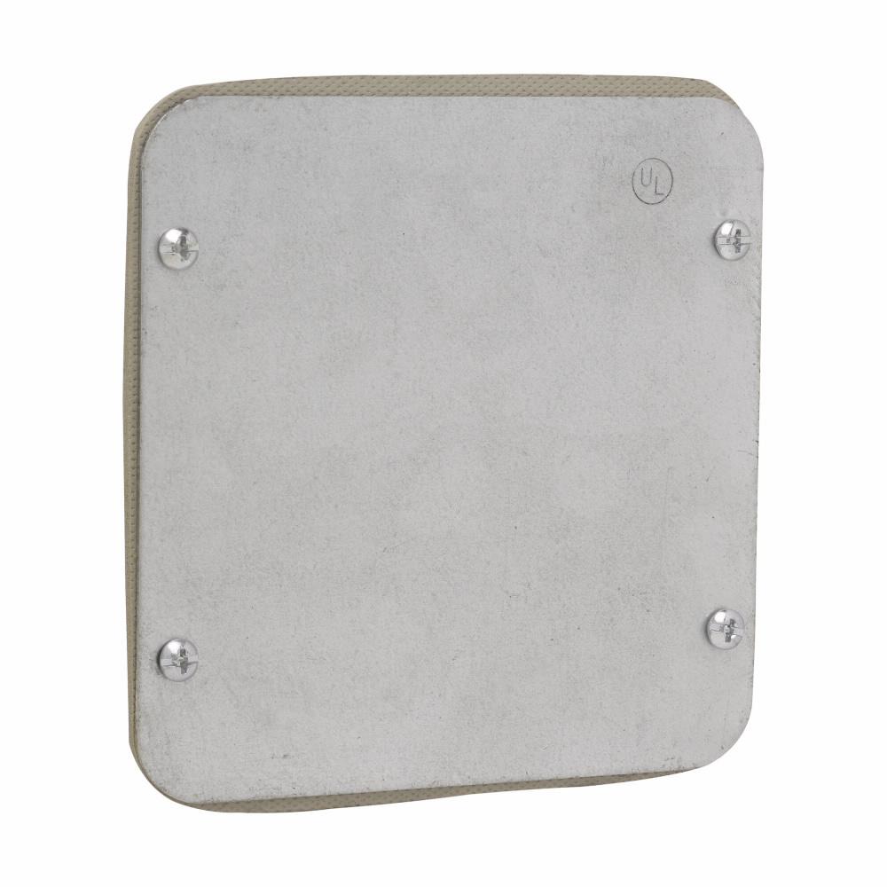 Eaton TP851 Eaton Crouse-Hinds series Square Cover, 4-11/16", Natural, Blank, Steel, Air plenum, Flat blank
