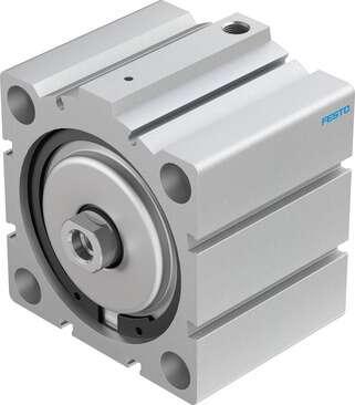 Festo 188301 short-stroke cylinder AEVC-80-25-I-P-A For proximity sensing, piston-rod end with female thread. Stroke: 25 mm, Piston diameter: 80 mm, Spring return force, retracted: 85 N, Based on the standard: (* ISO 6431, * Hole pattern, * VDMA 24562), Cushioning: P: