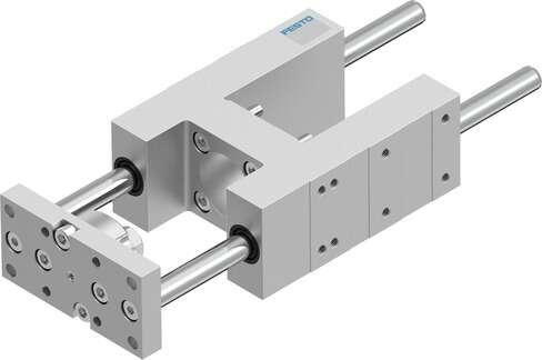 Festo 2782679 guide unit EAGF-V2-KF-32-100 For electric cylinder ESBF. Size: 32, Stroke: 100 mm, Reversing backlash: 0 µm, Assembly position: Any, Guide: Recirculating ball bearing guide