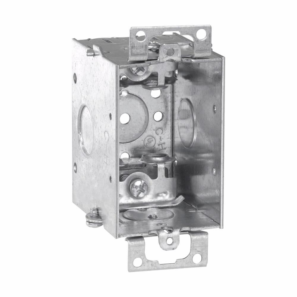 Eaton Corp TP178 Eaton Crouse-Hinds series Switch Box, (1) 1/2", 2, AC/MC clamps, 2-1/2", Steel, (1) 1/2", Ears, Gangable, 12.5 cubic inch capacity
