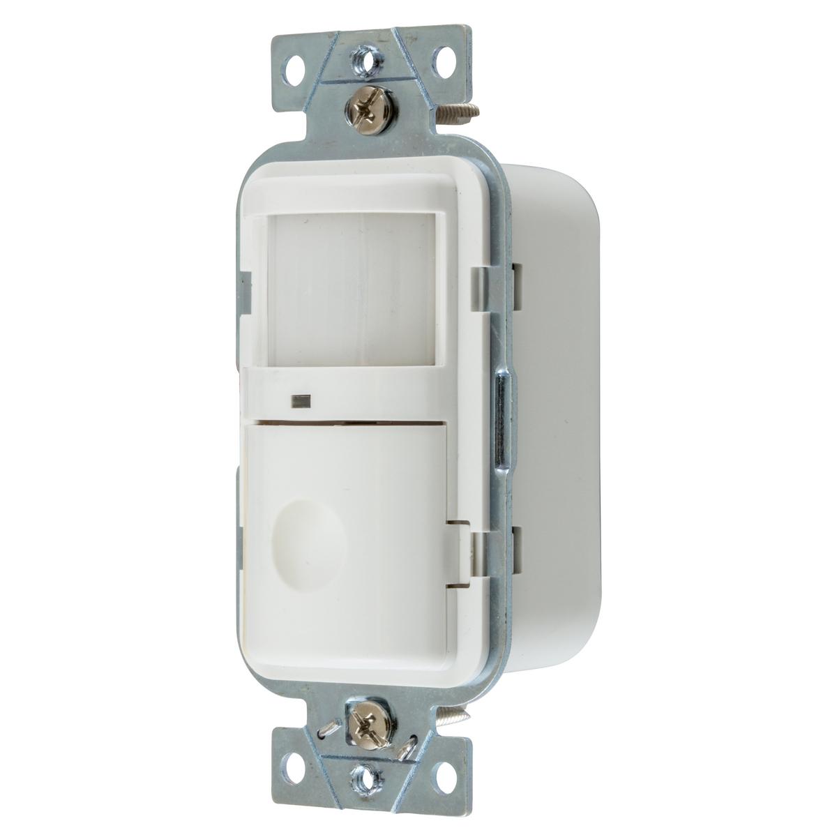 Hubbell WS1000W Lighting Controls, Vacancy/Occupancy Sensors, Wall Switch, Passive Infrared Technology, Single Circuit, 120V AC, 500 Watt, White  ; No Neutral ; 