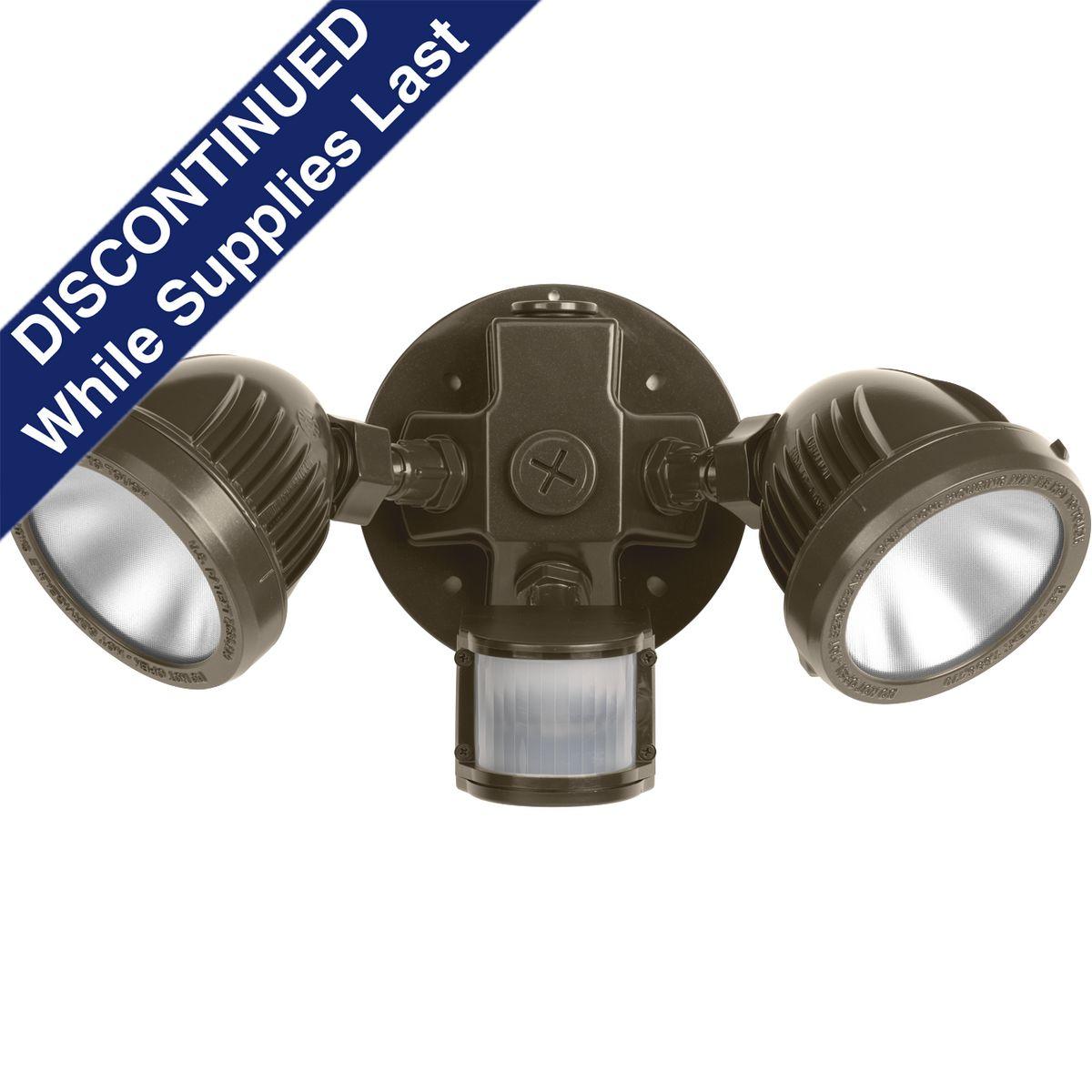 Hubbell P6341-20-30K The two-light Security light with motion sensor is ideal for residential and commercial applications. Each tempered glass head has over 1,000 lumens and is adjustable. The motion sensor has 180 degree coverage, center focus range to 72 feet, Time On, Sens