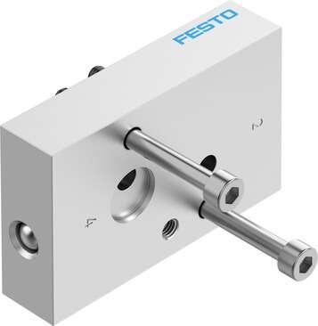 Festo 8099347 mounting plate VABS-B14-180-FF14 Assembly position: Any, Design structure: Connections rotated 180°, Operating pressure: 1,5 - 10 bar, Operating medium: Compressed air in accordance with ISO8573-1:2010 [7:-:-], Corrosion resistance classification CRC: 2 -