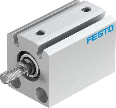 Festo 188120 short-stroke cylinder ADVC-16-15-A-P-A For proximity sensing, piston-rod end with male thread. Stroke: 15 mm, Piston diameter: 16 mm, Cushioning: P: Flexible cushioning rings/plates at both ends, Assembly position: Any, Mode of operation: double-acting