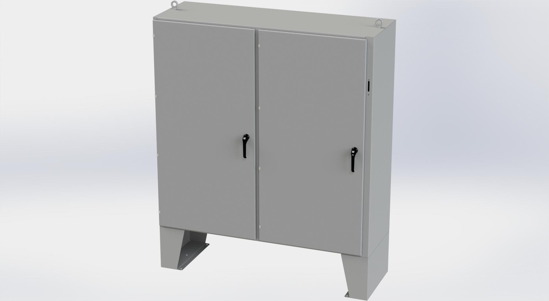 Saginaw Control SCE-72X7324LP 2DR X LP Enclosure, Height:72.00", Width:73.00", Depth:24.00", ANSI-61 gray powder coating inside and out. Optional sub-panels are powder coated white.