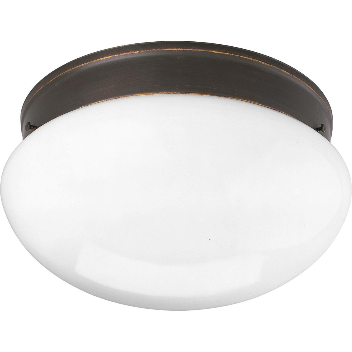 Hubbell P3412-20 With a monochrome construction perfect for a contemporary home, this two-light fixture charms with its mushroom-shaped white glass shade. The look is clean and unobtrusive, playing on the freshness of crisp white. A traditional two-light close to ceiling 