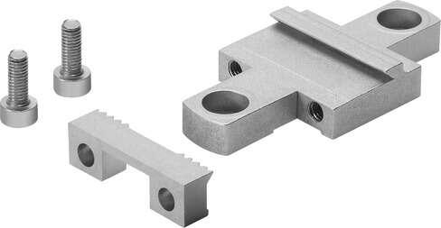 Festo 526387 profile mounting MUC-12 for linear drive DGC-G. Size: 12, Assembly position: Any, Corrosion resistance classification CRC: 2 - Moderate corrosion stress, Product weight: 32 g, Materials note: (* Free of copper and PTFE, * Conforms to RoHS)