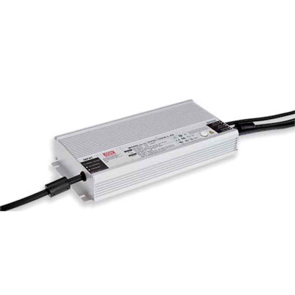 MEAN WELL HEP-1000-100WCPM AC-DC Single output industrial power supply with PFC; Output 100Vdc at 10A; Input-output by waterproof wires; IP67; DC OK signal; Charger with PMBus