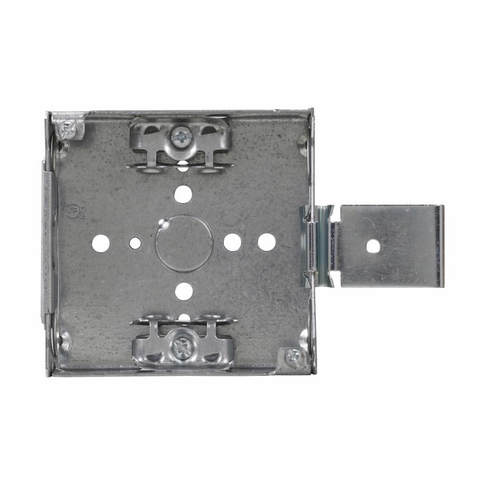 Eaton TP454SSBPF Eaton Crouse-Hinds series Square Outlet Box, (1) 1/2", 4", SSB, AC/MC clamps, Welded, 1-1/2", Steel, (4) 1/2", (2) 1/2", (1) 3/4" E, Includes ground screw with pigtail lead, 22.0 cubic inch capacity