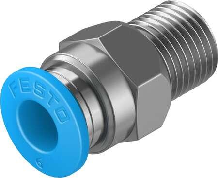 Festo 153002 push-in fitting QS-1/8-6 male thread with external hexagon. Size: Standard, Nominal size: 5 mm, Type of seal on screw-in stud: coating, Assembly position: Any, Container size: 10