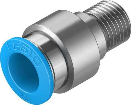 Festo 190649 push-in fitting QS-1/4-12-I male thread with internal hexagon socket. Size: Standard, Nominal size: 6,3 mm, Type of seal on screw-in stud: coating, Assembly position: Any, Container size: 10