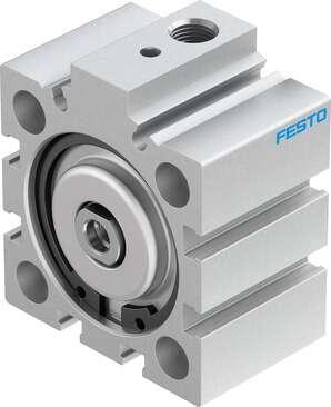 Festo 188226 short-stroke cylinder AEVC-40-10-I-P No facility for sensing, piston-rod end with female thread. Stroke: 10 mm, Piston diameter: 40 mm, Spring return force, retracted: 28 N, Based on the standard: (* ISO 6431, * Hole pattern, * VDMA 24562), Cushioning: P: