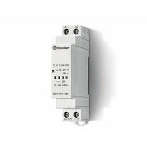 Finder 77.01.8.230.8050 Modular DIN rail mount Solid State / Static Relay (SSR) - Finder (77 series) - Input control voltage 230Vac (50Hz/60Hz) - 1 pole (1P) - 1NO / SPST-NO (Single Pole Single Throw - Normally Open) contacts - Rated current 5A (230Vac; AC-1) / 5A (230Vac; AC-15