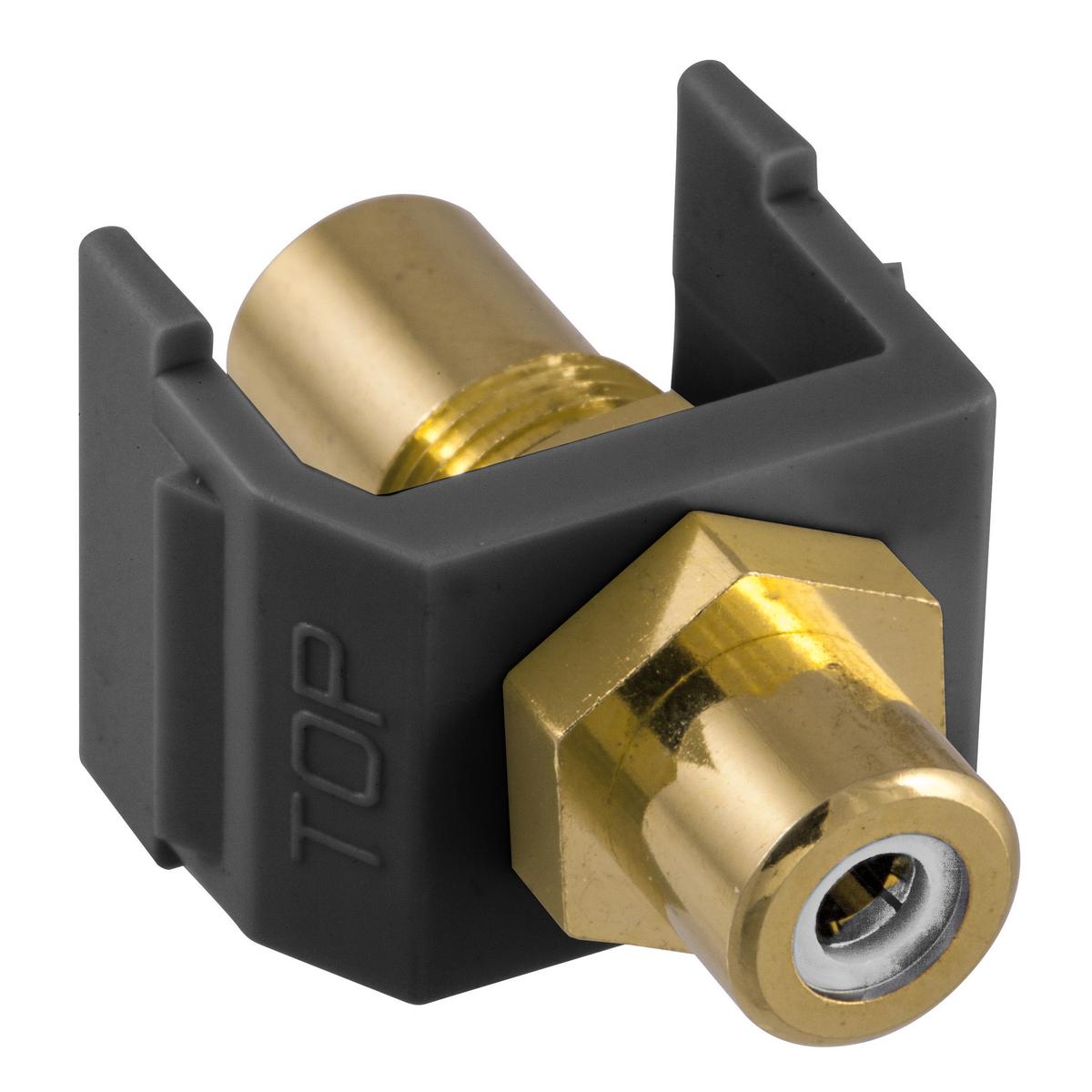 Hubbell SFRCWFFBK RCA Connector, Female to Female, White Insulator, Black Housing  ; High quality Gold plating ; Seamless Hubbell system integration ; Deliver composite, component or digital signals ; Standard Product
