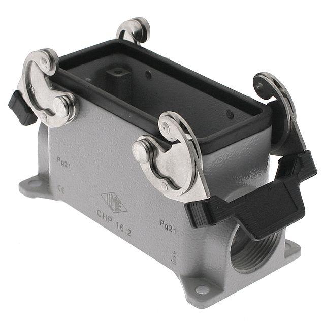 Mencom CHP-16.2 Standard, Rectangular Base, Double Latch, Surface mount, size 77.27, 2 Side PG21 cable entries