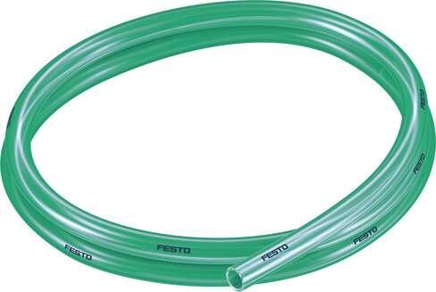 Festo 8048707 plastic tubing PUN-H-10X1,5-TGN Approved for use in food processing (hydrolysis resistant) Outside diameter: 10 mm, Bending radius relevant for flow rate: 52 mm, Inside diameter: 7 mm, Min. bending radius: 28 mm, Tubing characteristics: Suitable for energ