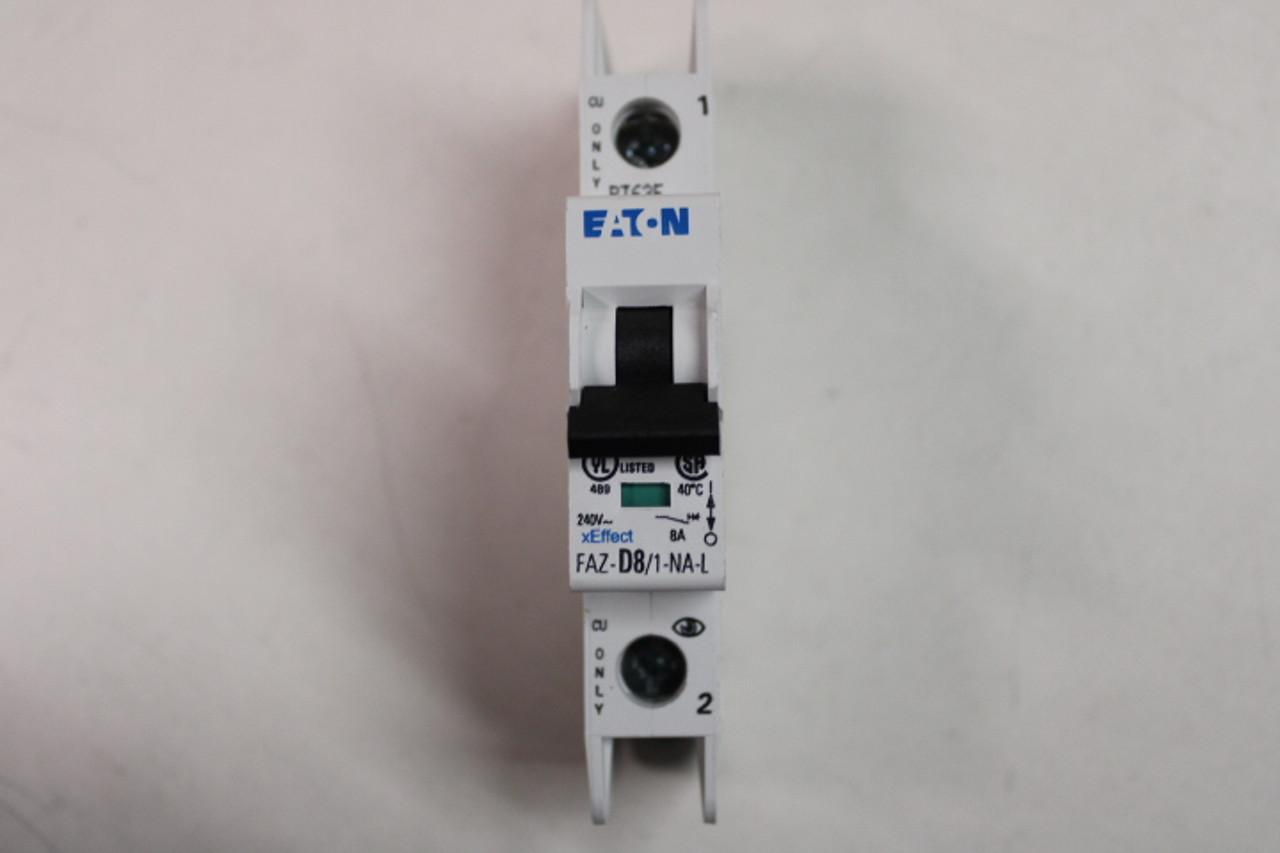 Eaton FAZ-D8/1-NA-L Miniature circuir breaker, 1 pole, 8 A, D trip curve, 240 VAC, screw terminals, UL489