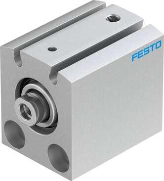 Festo 188129 short-stroke cylinder AEVC-20-10-I-P-A For proximity sensing, piston-rod end with female thread. Stroke: 10 mm, Piston diameter: 20 mm, Spring return force, retracted: 10 N, Cushioning: P: Flexible cushioning rings/plates at both ends, Assembly position: 
