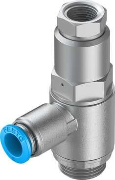 Festo 530043 Piloted check valve HGL-3/8-QS-8 With sealing ring OL, with QS push-in fitting. Valve function: piloted non-return function, Pneumatic connection, port  1: QS-8, Pneumatic connection, port  2: G3/8, Type of actuation: pneumatic, Pilot air port 21: G1/4