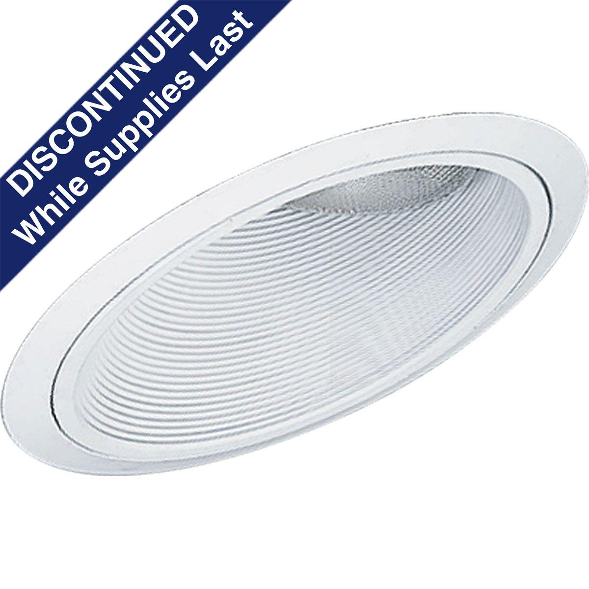 Hubbell P8000-28 Sloped Ceiling step baffle for 8" housing . For insulated ceilings. 9-3/4" outside diameter. White finish.  ; White finish. ; Bright white powder painted steel flange and ball. ; No light leaks around trim flange.