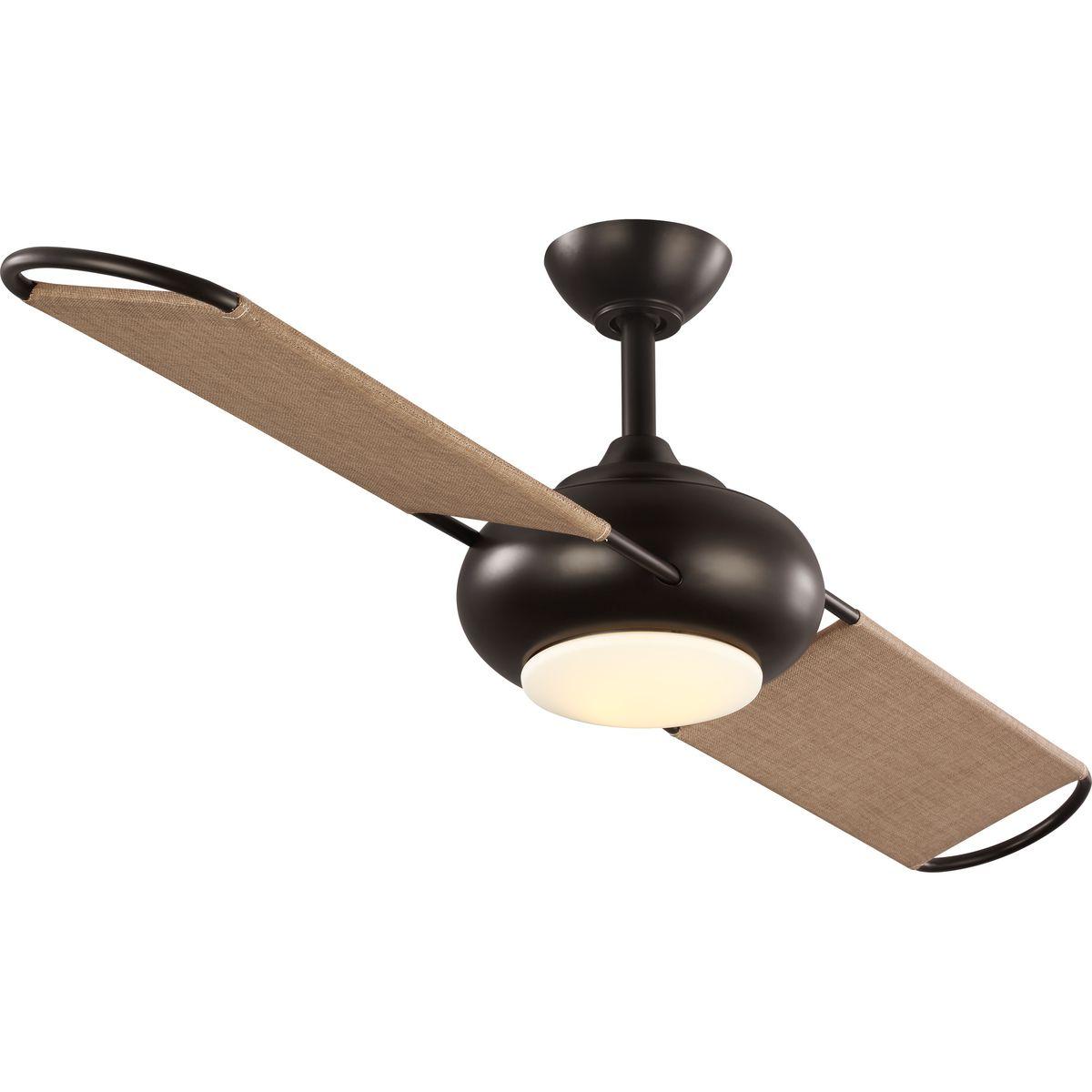 Hubbell P2596-12930K The Edisto 54 inch two-blade outdoor ceiling fan combines a sleek, contemporary style with high-quality performance. A wire frame supports canvas wrapped blades that feature UV inhibitors to protect the fabric from fading in the sunlight. Three fan speeds