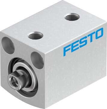 Festo 188091 short-stroke cylinder ADVC-12-10-I-P No facility for sensing, piston-rod end with female thread. Stroke: 10 mm, Piston diameter: 12 mm, Cushioning: P: Flexible cushioning rings/plates at both ends, Assembly position: Any, Mode of operation: double-acting