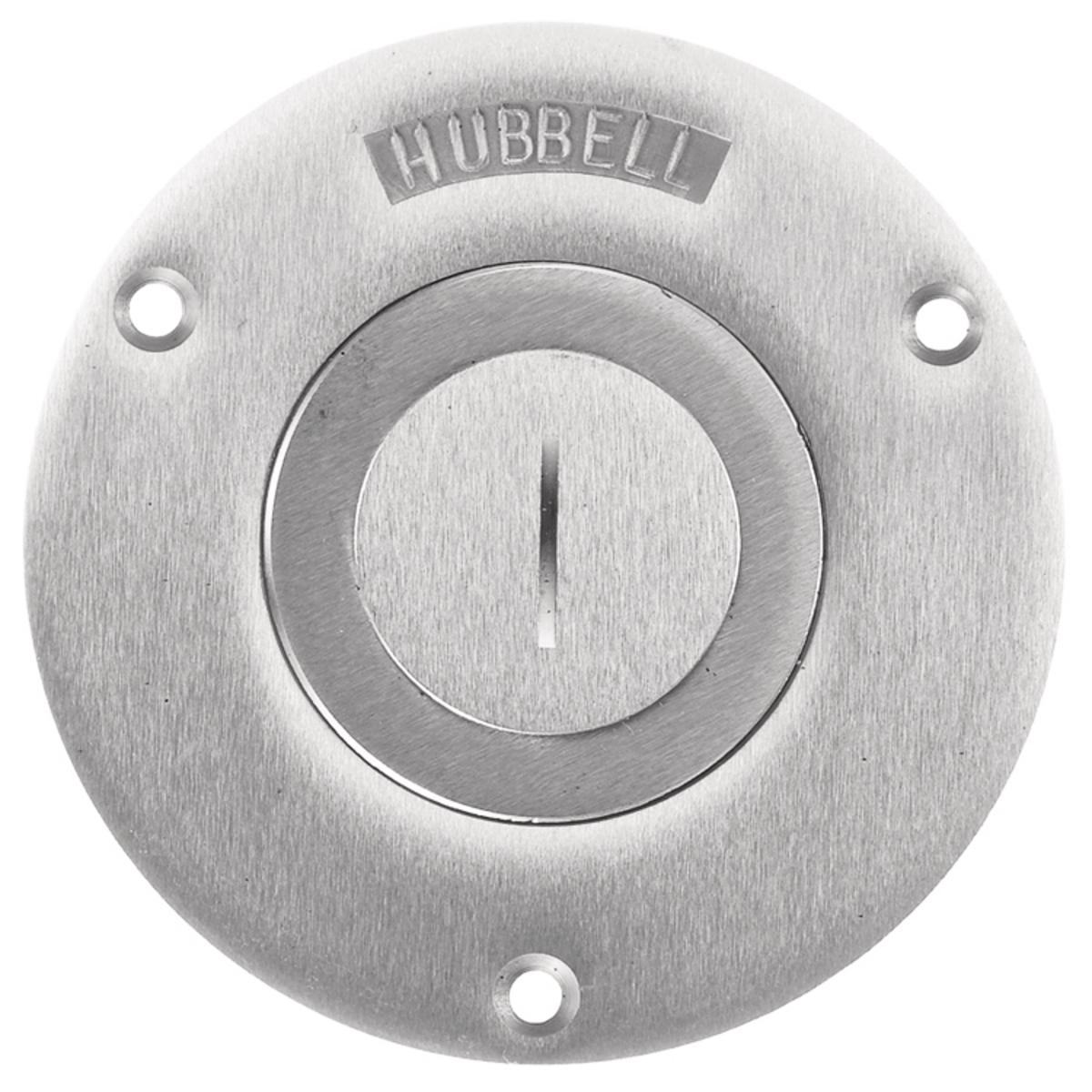 Hubbell SA2725 Flush Concrete Floor Box Series, 1-Gang Cover, Round, Combination 2-1/8"X 1" Threaded Opening, Aluminum  ; Flush Round Floorbox Cover ; Single Gang ; Brushed Aluminum Finish, Mounting Hardware Included ; Standard Product