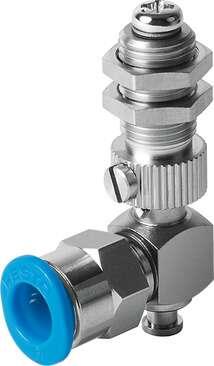 Festo 189235 suction cup holder ESH-HD-2-QS with height compensator, vacuum connection at side, compensator secured by two hexagonal nuts. Height compensator for suction-cup holder: 3 mm, Volume: 0,417 cm3, Assembly position: Vertical, Design structure: (* Vacuum conn