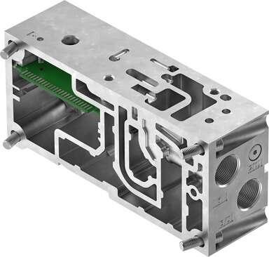Festo 8068610 manifold sub-base VABV-S6-1Q-G38-CB-T5 Width: 41 mm, CE mark (see declaration of conformity): to EU directive low-voltage devices, Corrosion resistance classification CRC: 0 - No corrosion stress, Product weight: 421 g, Pneumatic connection, port  1: G3/8