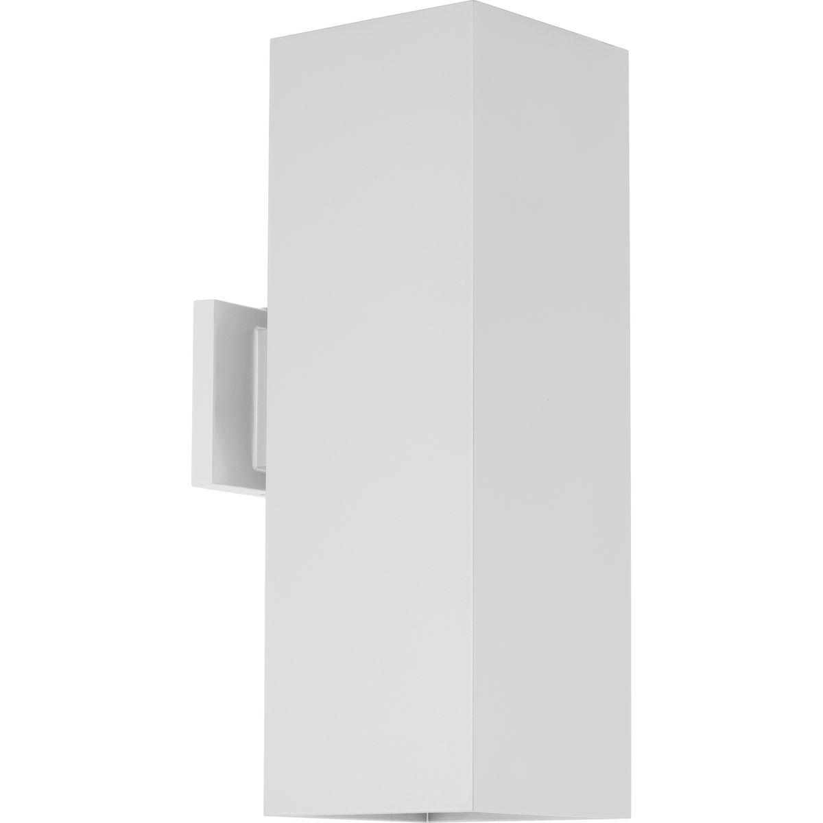 Hubbell P5644-30-30K 6" LED Square Cylinder with heavy-duty aluminum construction, die-cast aluminum wall bracket. UL listed for wet locations. Powder coat for chipping and fading resistance. White finish. Wet location listed when used with P860047 top cover lens (sold separa