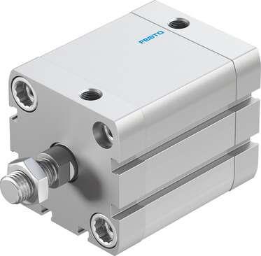 Festo 536316 compact cylinder ADN-50-40-A-P-A Per ISO 21287, with position sensing and external piston rod thread Stroke: 40 mm, Piston diameter: 50 mm, Piston rod thread: M12x1,25, Cushioning: P: Flexible cushioning rings/plates at both ends, Assembly position: Any