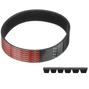 Gates 6/5VX560 V-Belt; 5VX Series; Banded Cogged Belt Style; 56" Belt Outside Length; 3-3/4" Belt Width; 6 Bands; Polyester Tensile Material; Rubber Outer Material