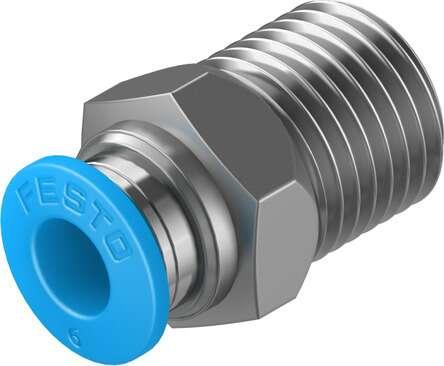 Festo 153003 push-in fitting QS-1/4-6 male thread with external hexagon. Size: Standard, Nominal size: 5 mm, Type of seal on screw-in stud: coating, Assembly position: Any, Container size: 10