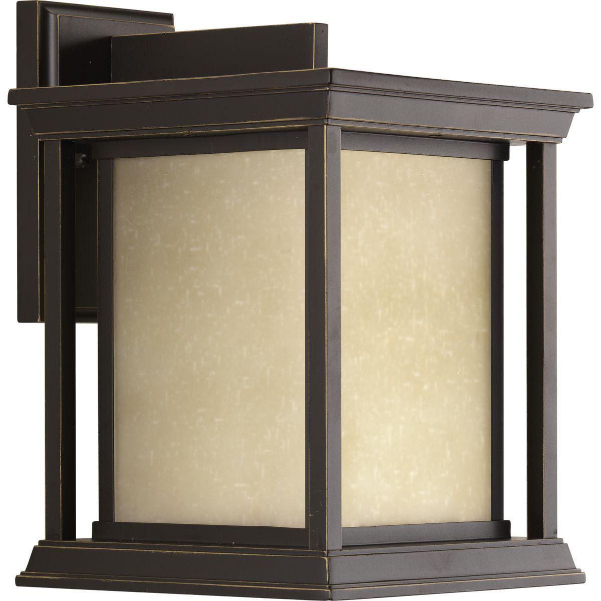 Hubbell P5611-20 One-light large wall lantern with a Craftsman-inspired modern silhouette, Endicott offers visual interest when both lit and unlit. The elongated frame is elegantly finished with linen glass diffuser.  ; Craftsman-inspired modern silhouette. ; Visually app