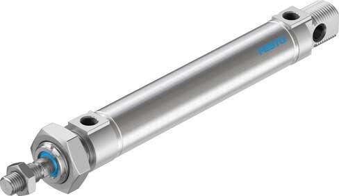 Festo 19248 standards-based cylinder DSNU-25-100-PPV-A Based on DIN ISO 6432, for proximity sensing. Various mounting options, with or without additional mounting components. With adjustable end-position cushioning. Stroke: 100 mm, Piston diameter: 25 mm, Piston rod 
