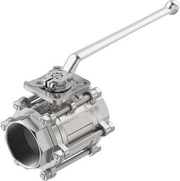 Festo 8089064 ball valve VZBE-3-WA-63-T-2-F0710-M-V15V15 Design structure: 2-way ball valve with hand lever, Type of actuation: mechanical, Sealing principle: soft, Assembly position: Any, Mounting type: Line installation