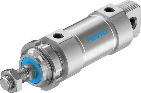 Festo 196000 round cylinder DSNU-50-25-P-A For position sensing, with elastic cushioning rings in end positions. Various mounting options, with or without additional mounting components. Stroke: 25 mm, Piston diameter: 50 mm, Piston rod thread: M16x1,5, Cushioning: P: