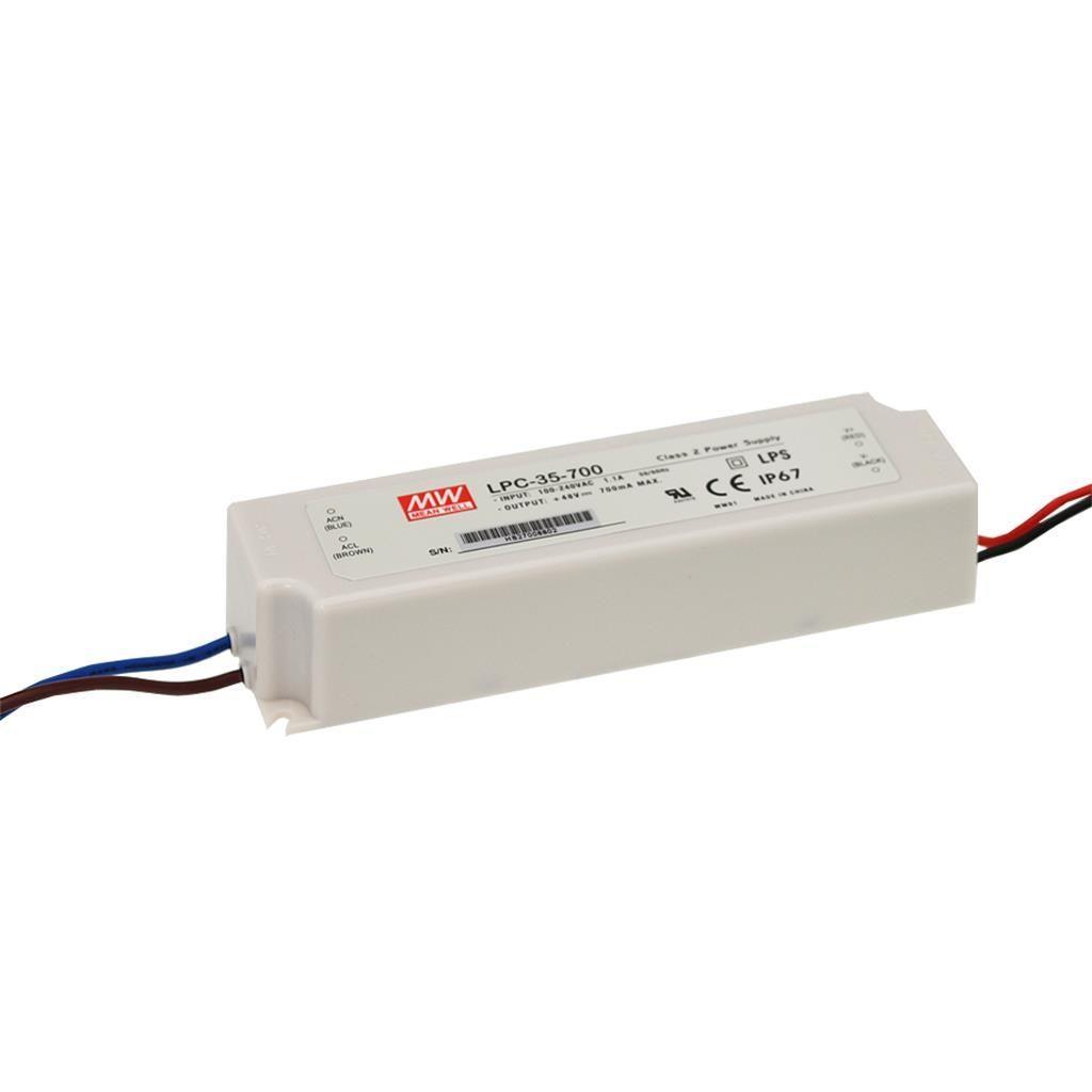 MEAN WELL LPC-35-1050 AC-DC Single output LED driver Constant Current (CC); Output 1.05A at 9-30Vdc; cable output