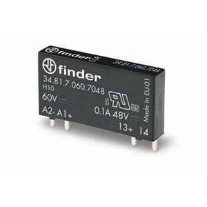 Finder 34.81.7.024.9024 Slim PCB solid state / static relay (SSR) - Finder (34 series) - Input control voltage 24Vdc - 1 pole (1P) - 1NO / SPST-NO (Single Pole Single Throw - Normally Open) contacts - Rated current 1.5A (24Vdc; DC-13) - with DC switching capability - Rated volta