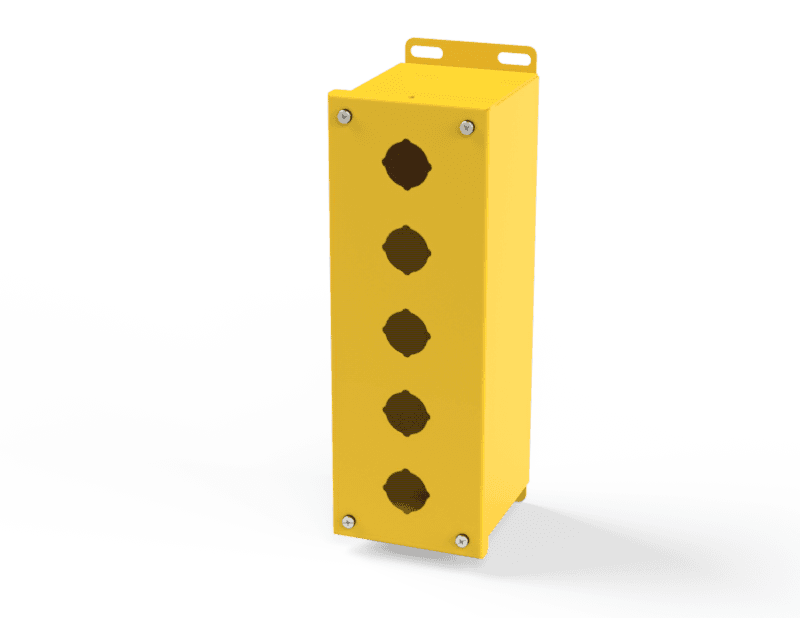 Saginaw Control SCE-5PBX-RAL1018 PBX Enclosure, Height:12.00", Width:4.00", Depth:4.75", RAL 1018 Yellow powder coat inside and out.