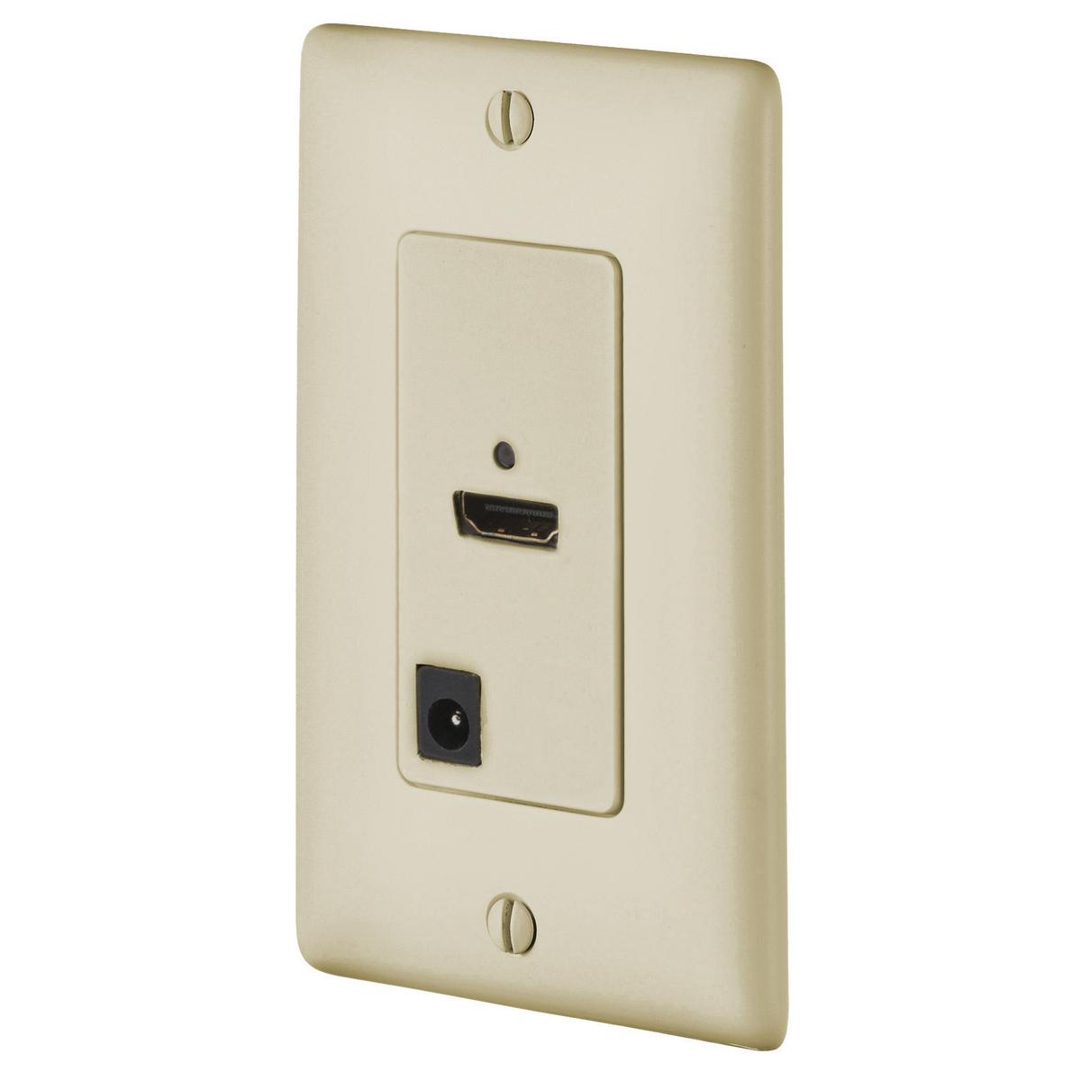 Hubbell ISFH110EI Plate, Decorator Frame, HDMI, 110 Termination, Set, Active, Electric Ivory  ; Locate a display device up to 150’ away is as simple as pulling 2 additional UTP cables to a drop ; Terminate with Category 5e, 6 or 6A UTP plenum or non-plenum cable ; Standard